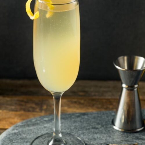 French 75 Cocktail Drink with Measuring Jigger and Cork