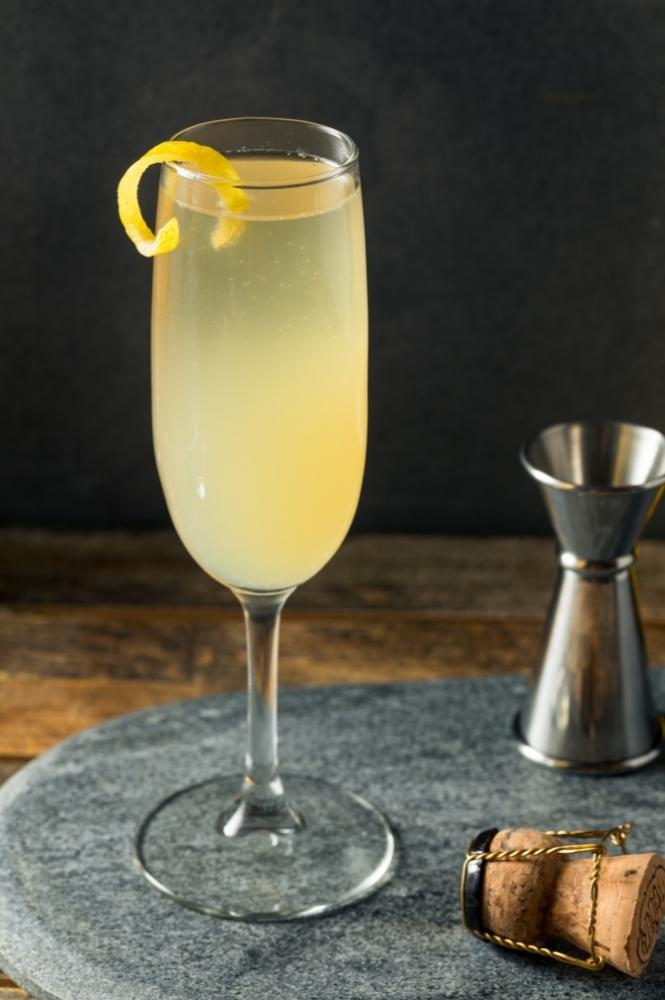 French 75 Cocktail Drink with Measuring Jigger and Cork