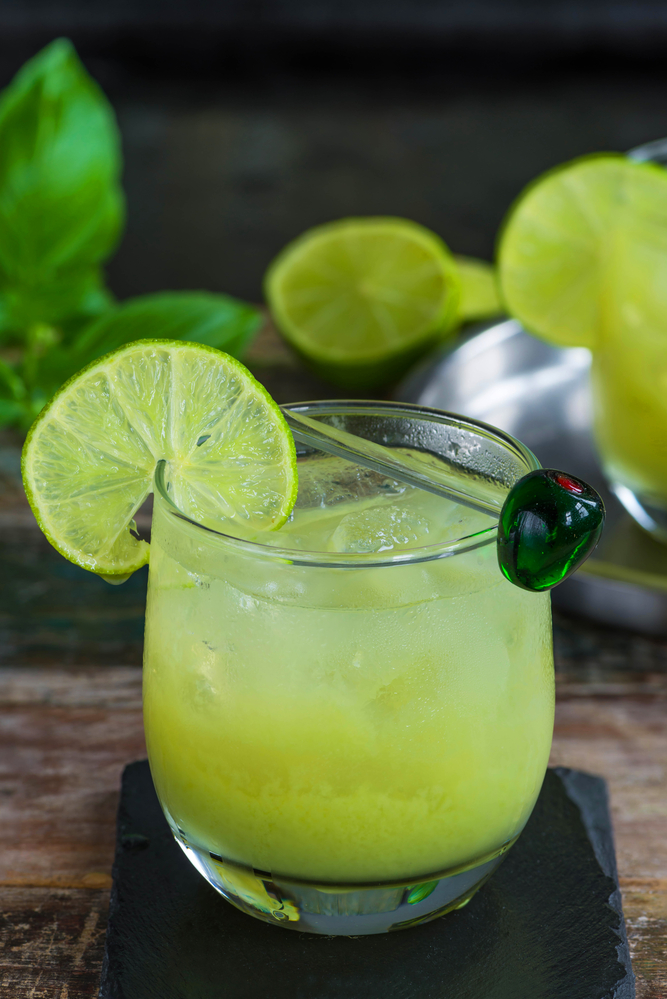 Incredible Hulk Drink in Rocks Glass with Lime