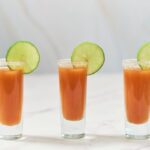 Three Mexican Candy Shots Drinks with Lemon and Tajin