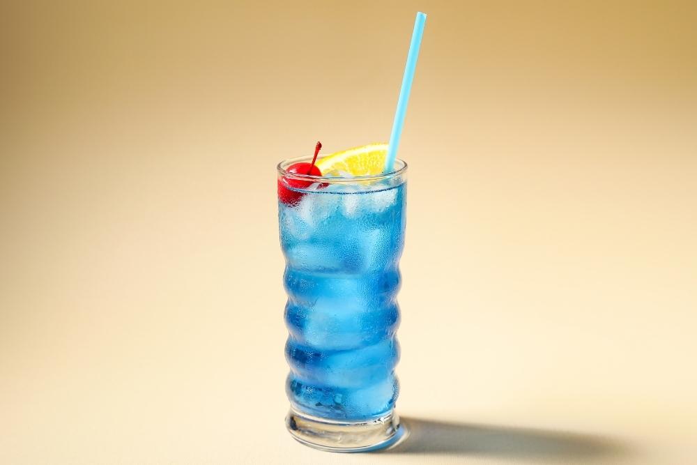 Blue Motorcycle Cocktail with Straw in Recipe