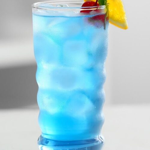 Blue Motorcycle Drink with Cherry and Alcohol in Recipe