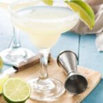 Closeup of Rum Margarita on Cutting Board with Lime and Salt
