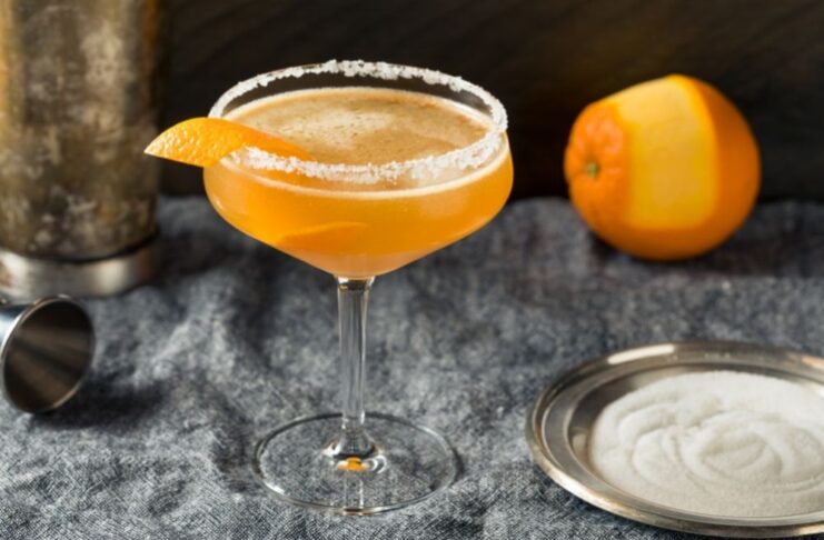 Sidecar Cocktail with Orange and Sugar