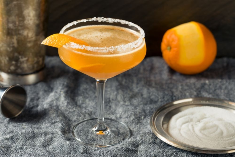 Sidecar Cocktail with Orange and Sugar