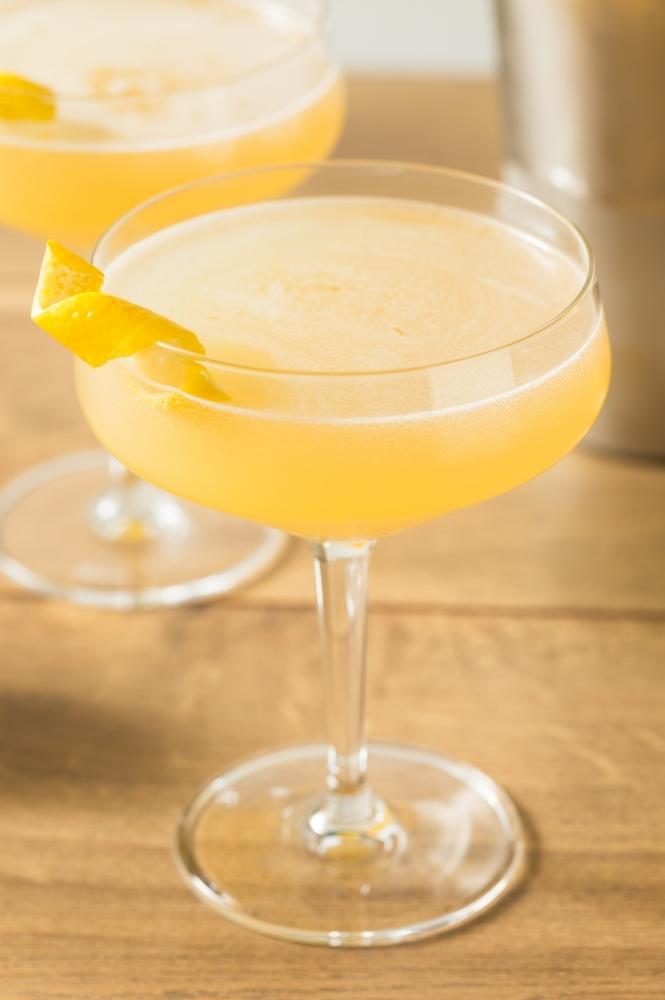Corpse Reviver No. 2 Cocktail with Lemon Peel in Coupe Glass