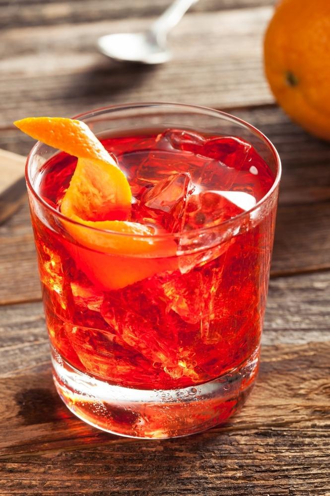 Negroni Drink with Ingredients Orange Gin Vermouth and Campari