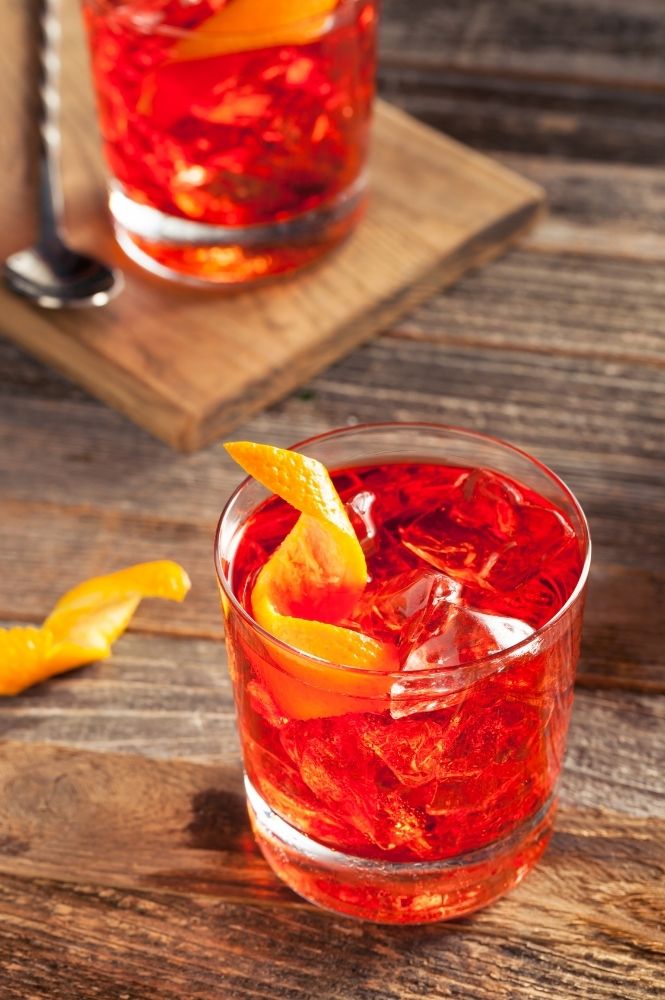 Two Negroni Cocktails with Bar Spoon