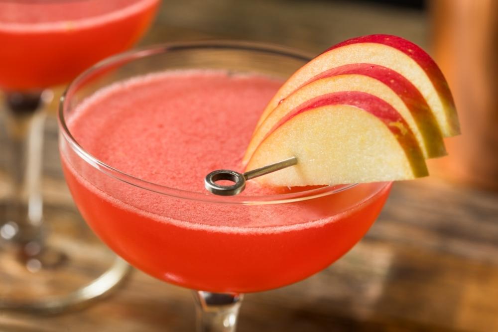 Zoomed In Jack Rose Cocktail Recipe with Apple Garnish