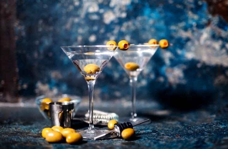 Olives with Vodka Martini