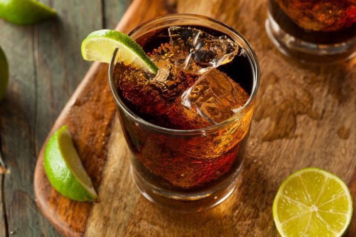 Rum and Soda with Lime