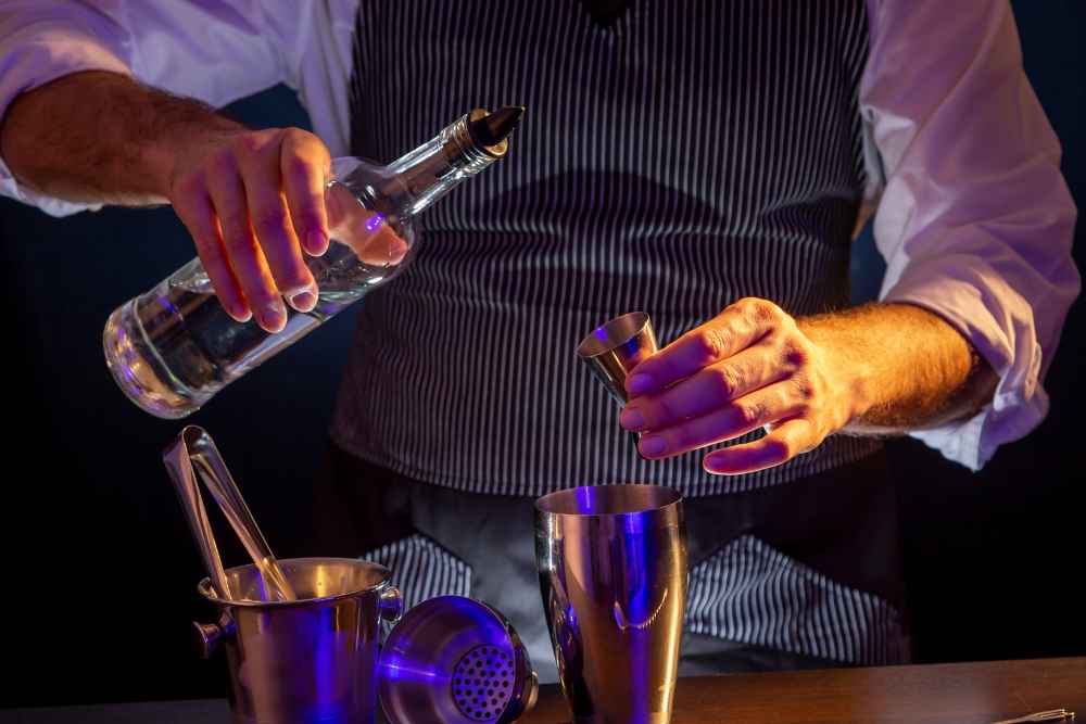 Bartender Making a Vodka Cocktail Drink