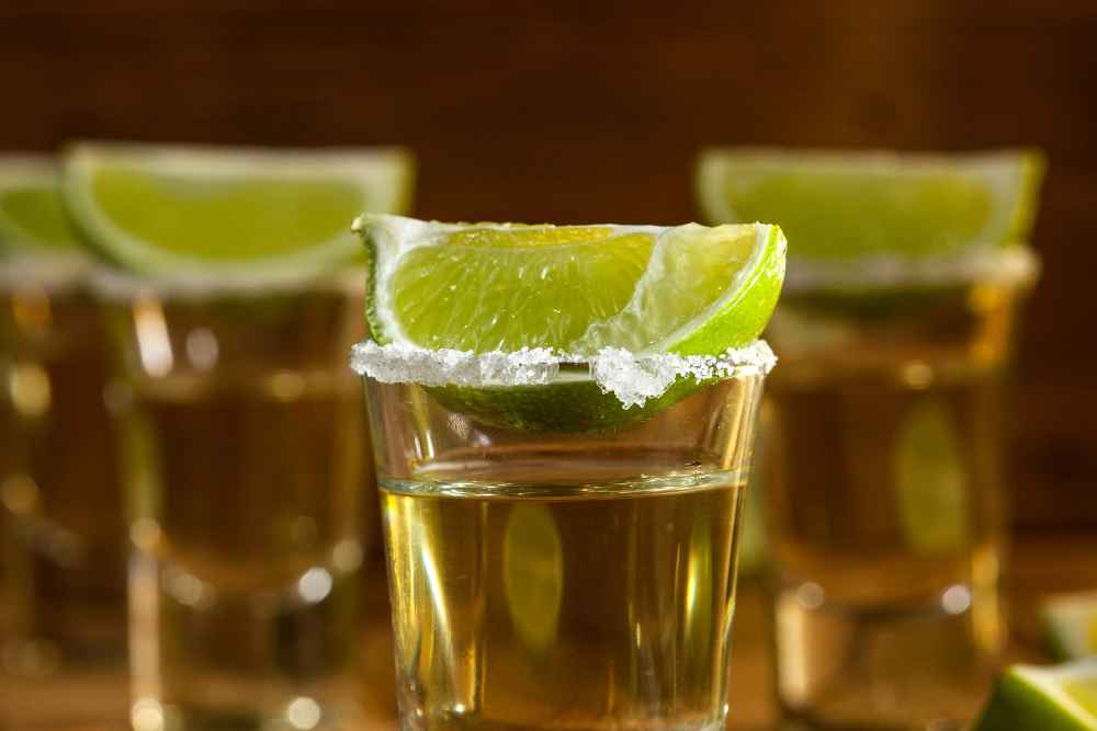 Closeup of Casamigos Tequila Shot with Lime
