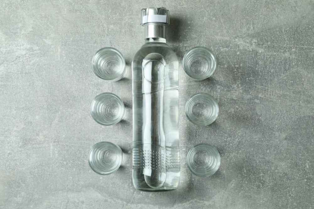 Vodka Bottle with Shot Glasses