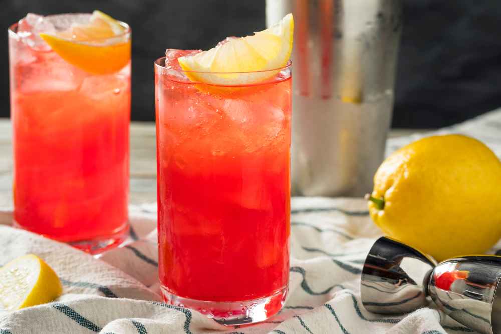 Sloe Gin Fizz Cocktail with Lemon