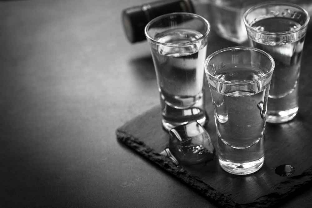 Vodka Served Chilled in Glasses