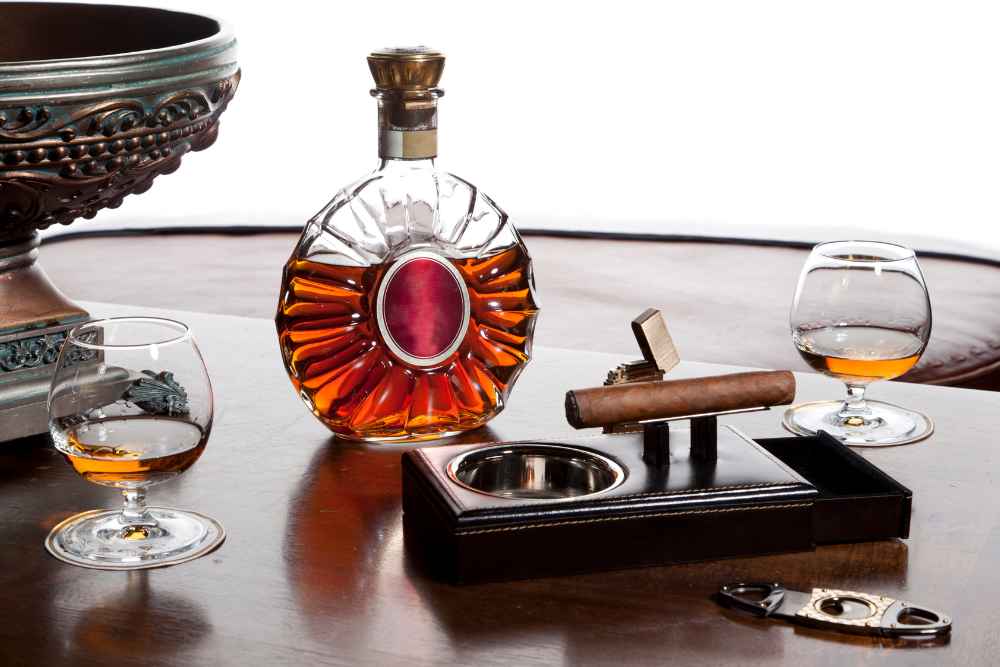 Bottle of VSOP Cognac with Cigar