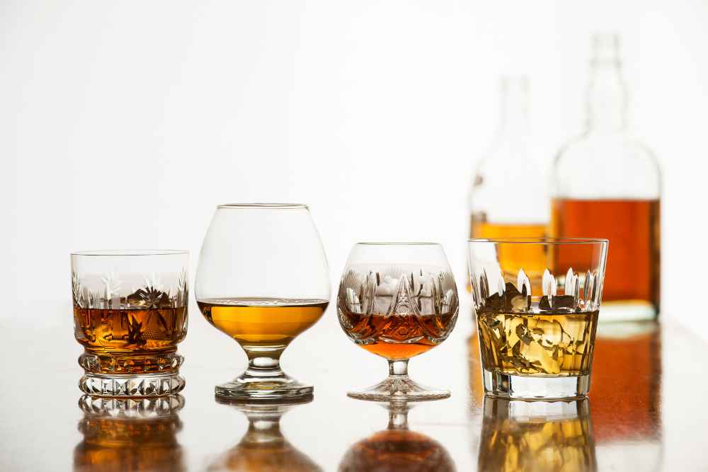 Different Types of Whiskey in Glasses