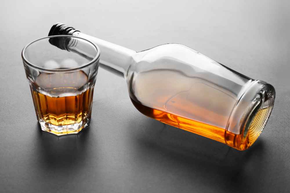 Bourbon Whiskey Bottle and Glass