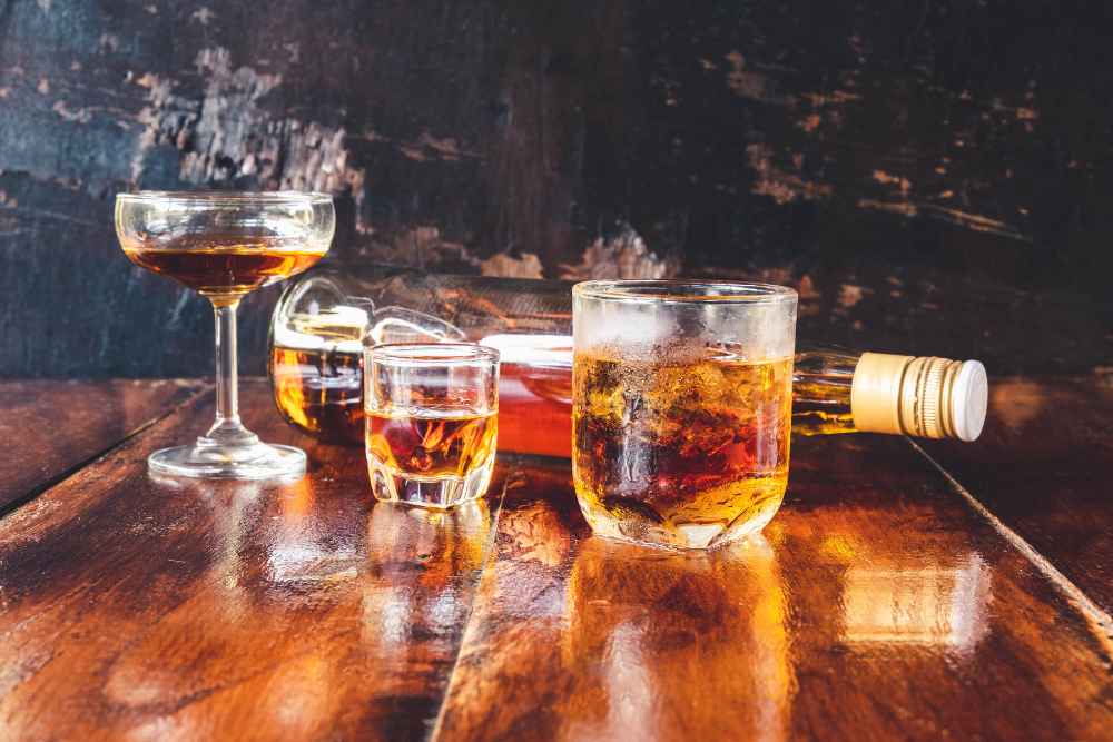 Brandy and Bourbon in Glasses