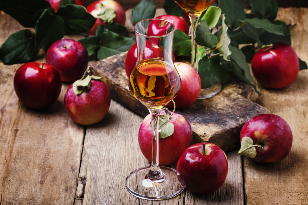 Glass of Calvados with Apples