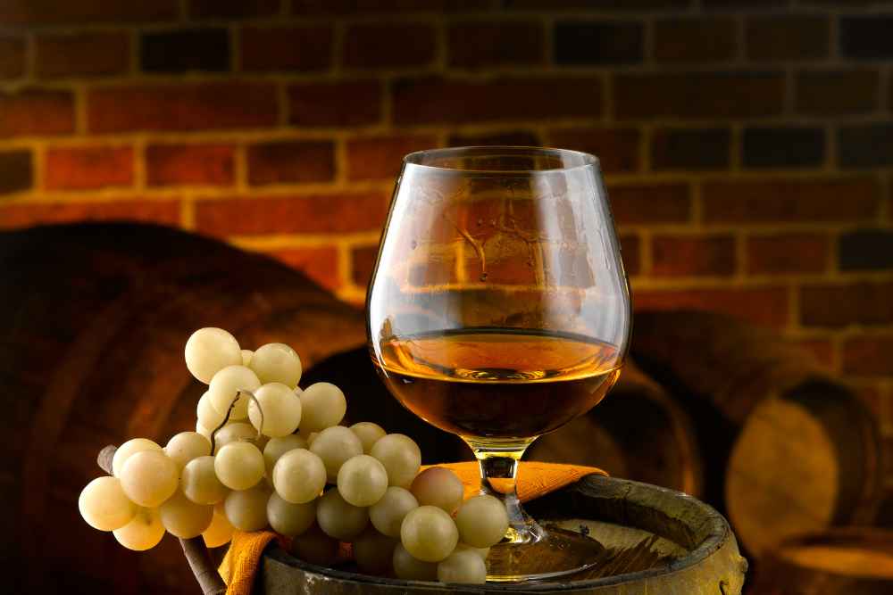Glass of Hennessy Cognac With Grapes