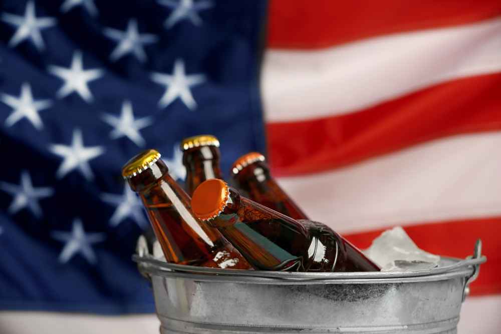 Beer Bottles with American Flag